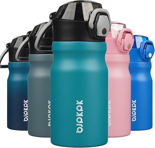 Miniatura 9 de BJPKPK Botella de Agua Aislada de 18 oz con Pajita de Acero Inoxidable de Doble Pared Botellas de Agua Libres de BPA a Prueba de Fugas Termo con