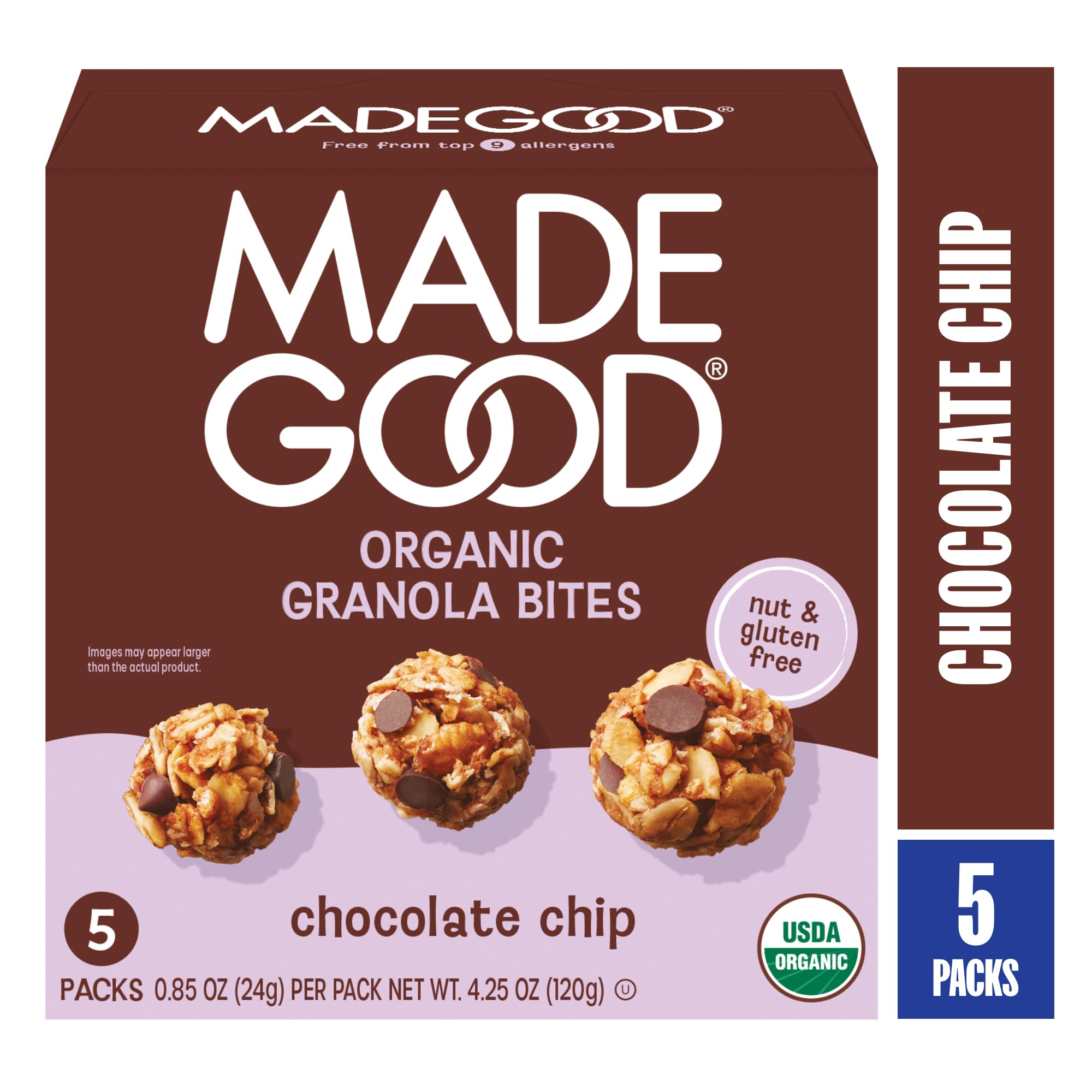 MadeGood Organic Chocolate Chip Granola Minis, 5ct x 0.85oz
