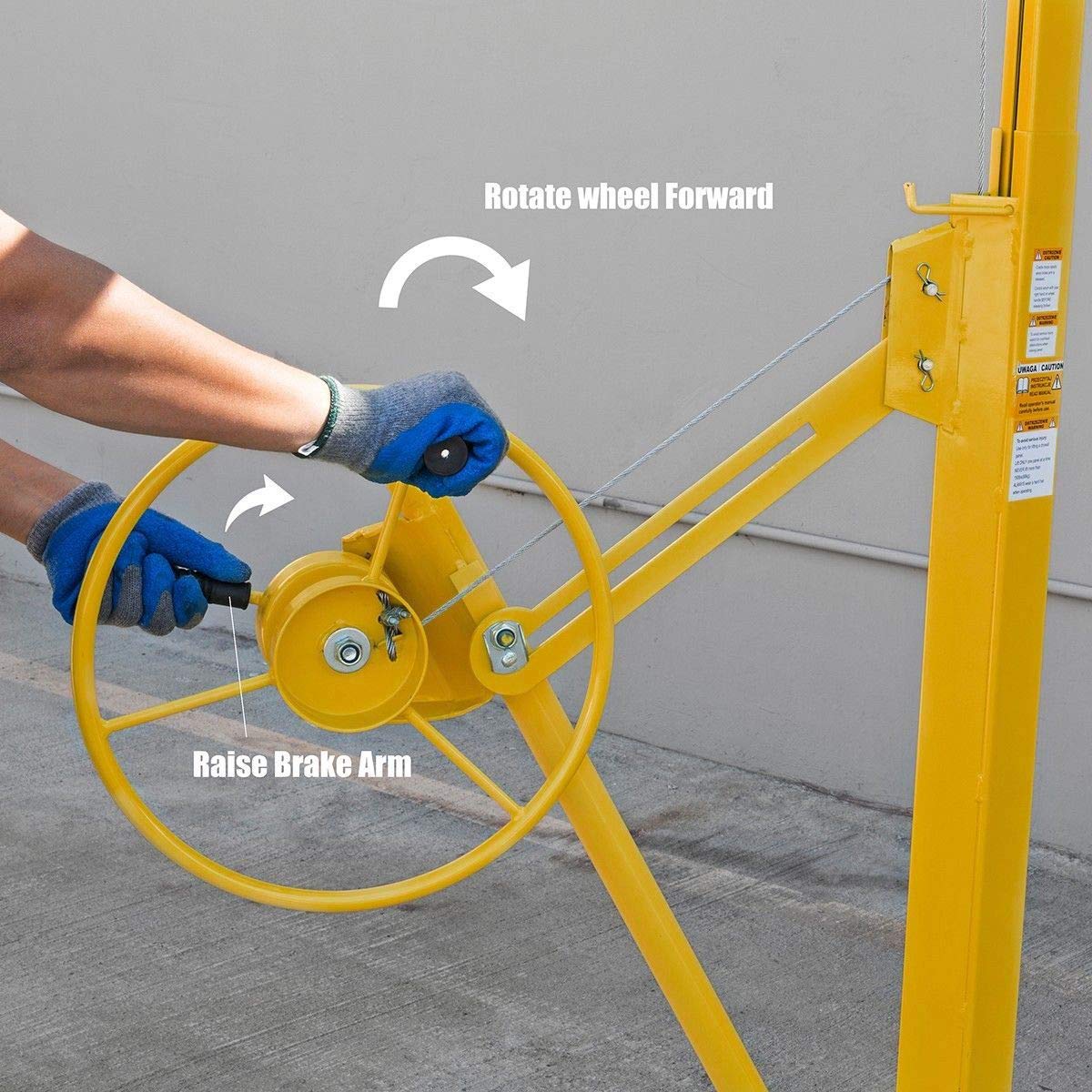 Stark Drywall 11' Lift Panel Hoist Dry Wall Jack Lifter Construction Adjustable Height, Yellow: Tools & Home Improvement