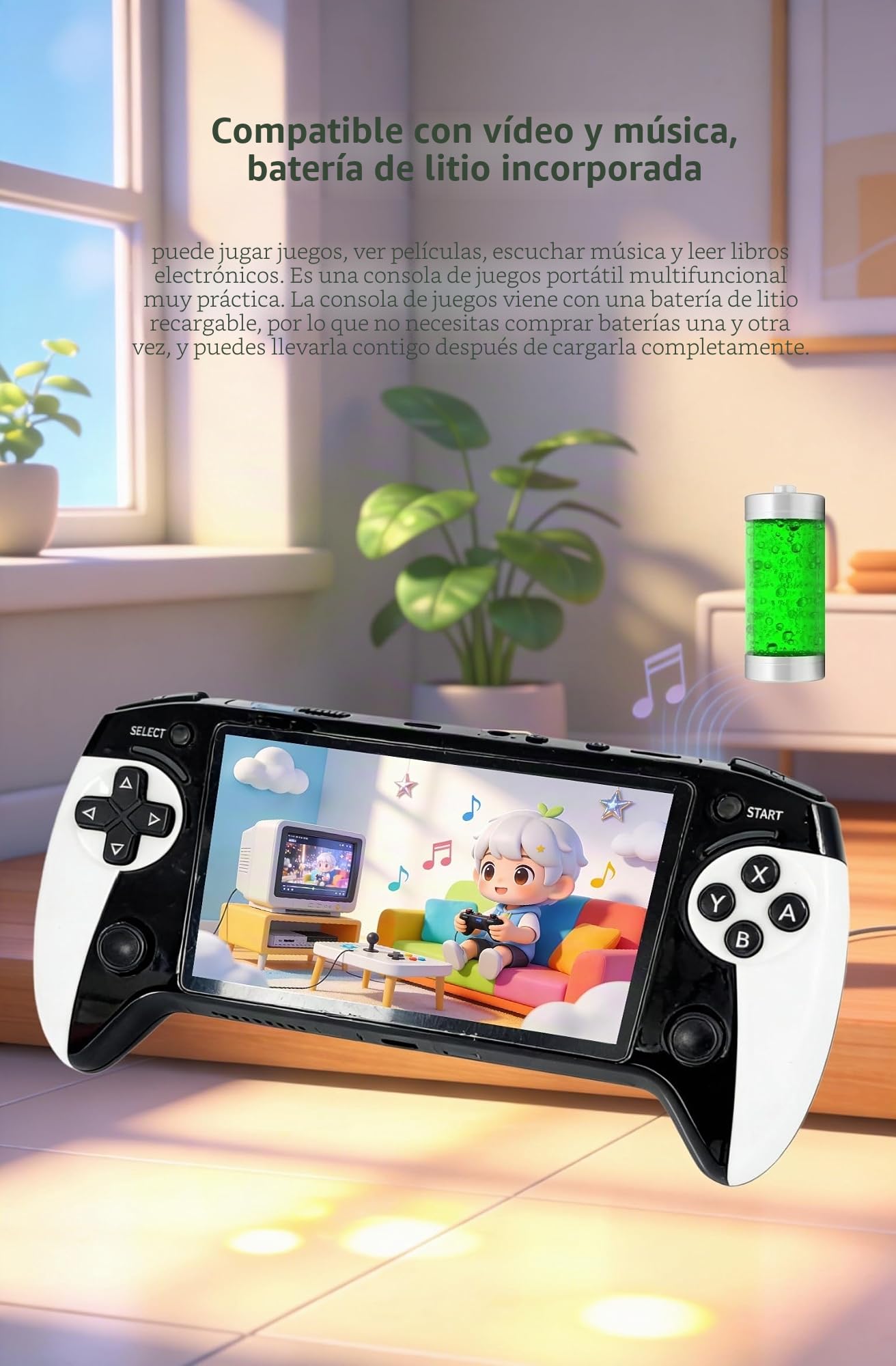 Consola de Juegos portátil YHFITN con Pantalla HD de 5,5 Pulgadas, diseño ergonómico, Juegos Retro Integrados, Salida de TV, función de guardado de partidas, batería Recargable. Regalo Ideal.