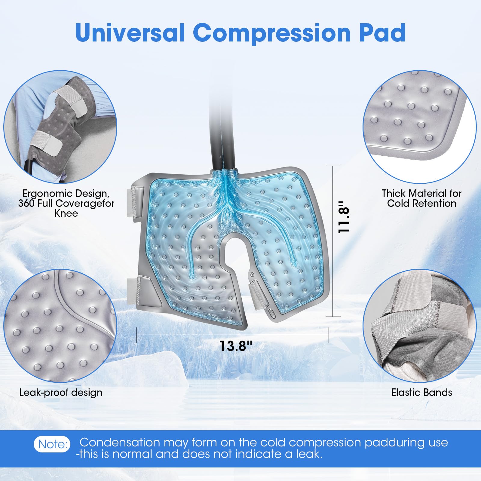 Máquina de crioterapia portátil con temporizador – manguito de hielo reutilizable para rodilla, cadera, tobillo y muslo