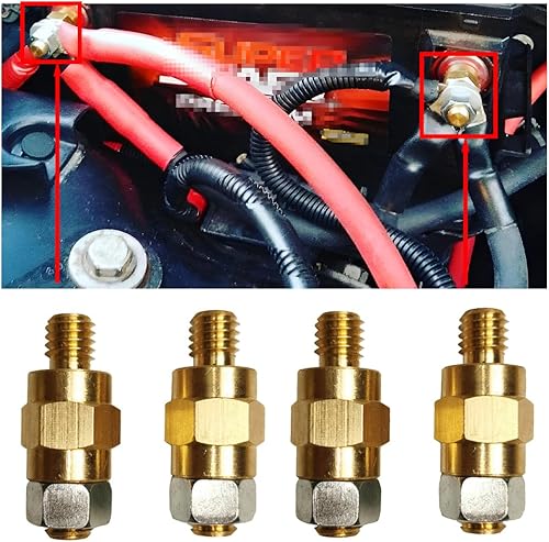 BESULEN 4 terminales de batería de poste lateral, conector de perno de cobre de 3/8 pulgadas a 16, tornillos extensores de latón macizo para batería