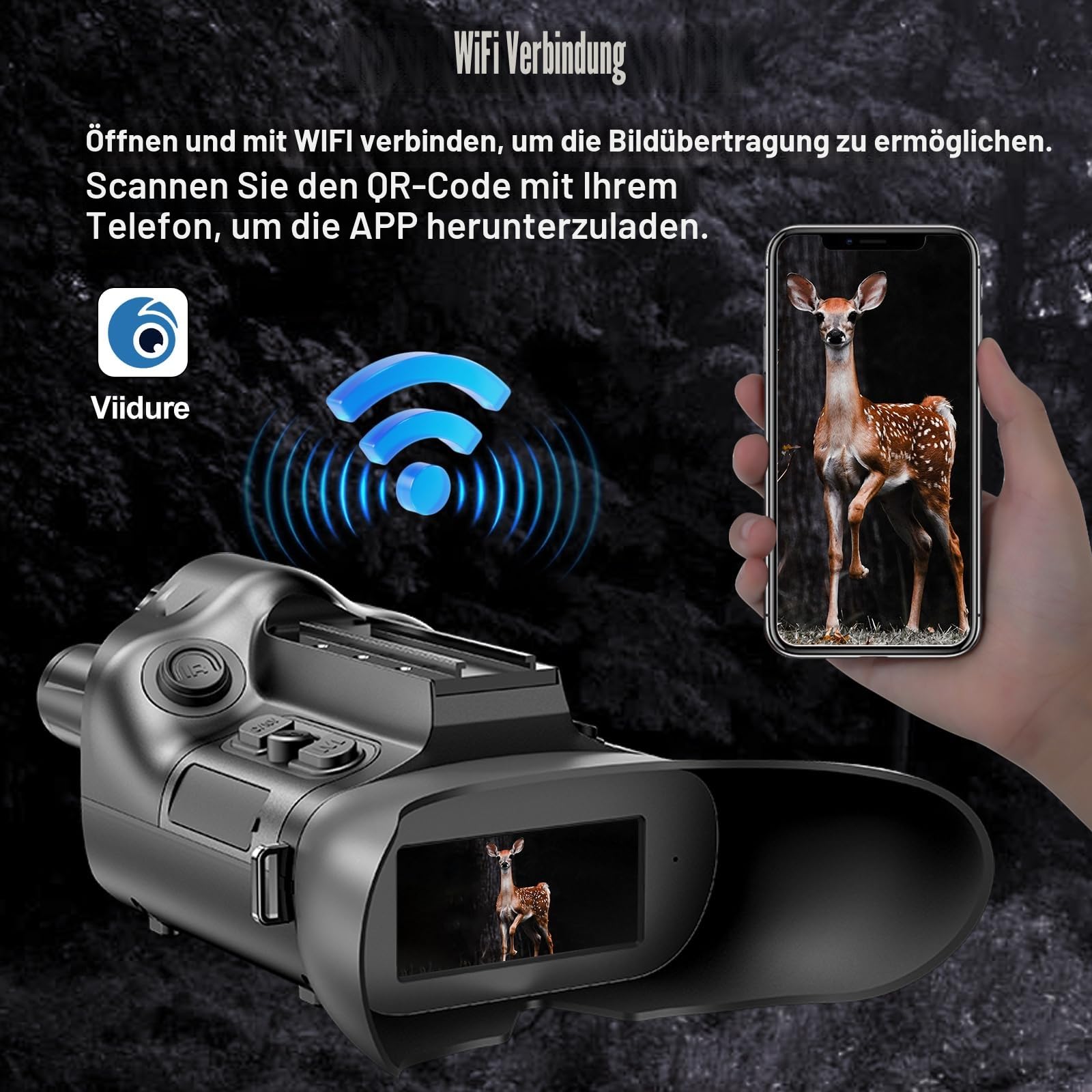 4K Nachtsichtgerät mit Entfernungsmesser, Digitales Infrarot Fernglas für Jagd & Beobachtung, 3" LCD, 6000mAh Akku, Nachtsichtbrille mit Foto- & Videoaufnahme, 850nm IR, inkl. 32GB Karte