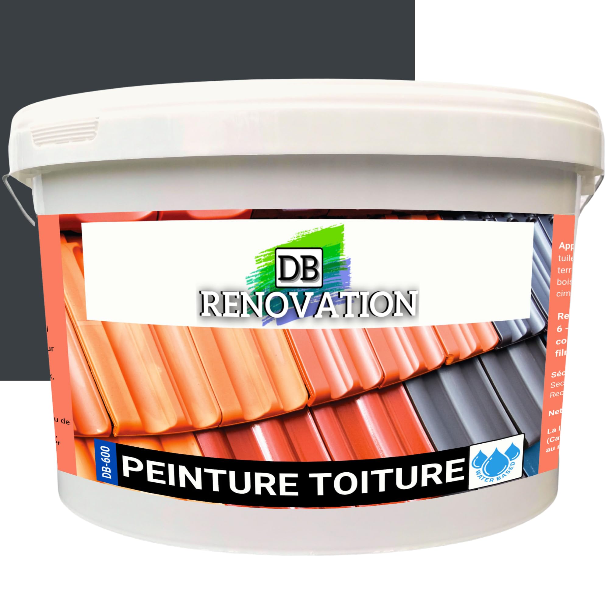 Peinture Toit Rénovation tuile - Haute imperméabilité toiture 12KG (jusqu'à 120m²) Hydrofuge, Forte protection UV - Gris anthracite