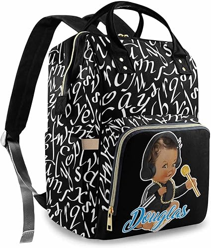 Miniatura 10 de Bolsa de pañales personalizada con purpurina brillante, color rosa, oro rosa, rubor, con nombre, bolsas de pañales de viaje, mochila casual para