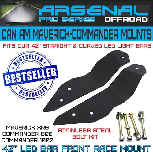 Miniatura 3 de Pro Can Am Maverick XRS Commander 800 1000 - Kit de barra de luz LED frontal curvada de 42 pulgadas con soportes delanteros y arnés de cables