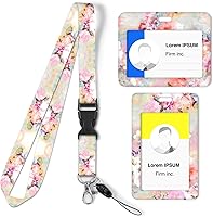 Vista 8 de Cordones para insignias de identificación, paquete de 2 soportes horizontales y verticales para tarjetas de identificación, patrón de impresión a