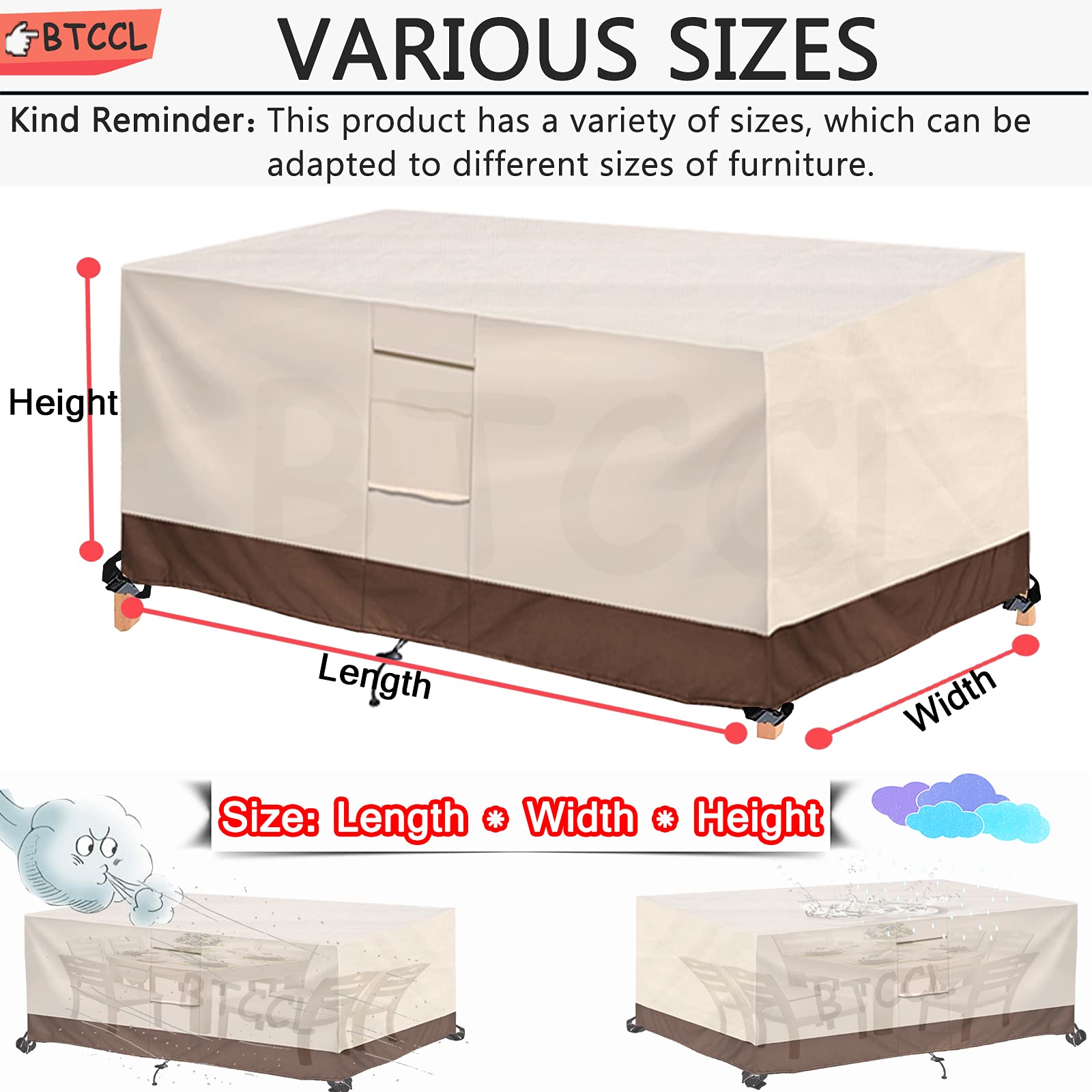 Gartenmöbel Abdeckung 123x62x55cm - Wasserdichte Schutzhülle Aus Oxford-Stoff