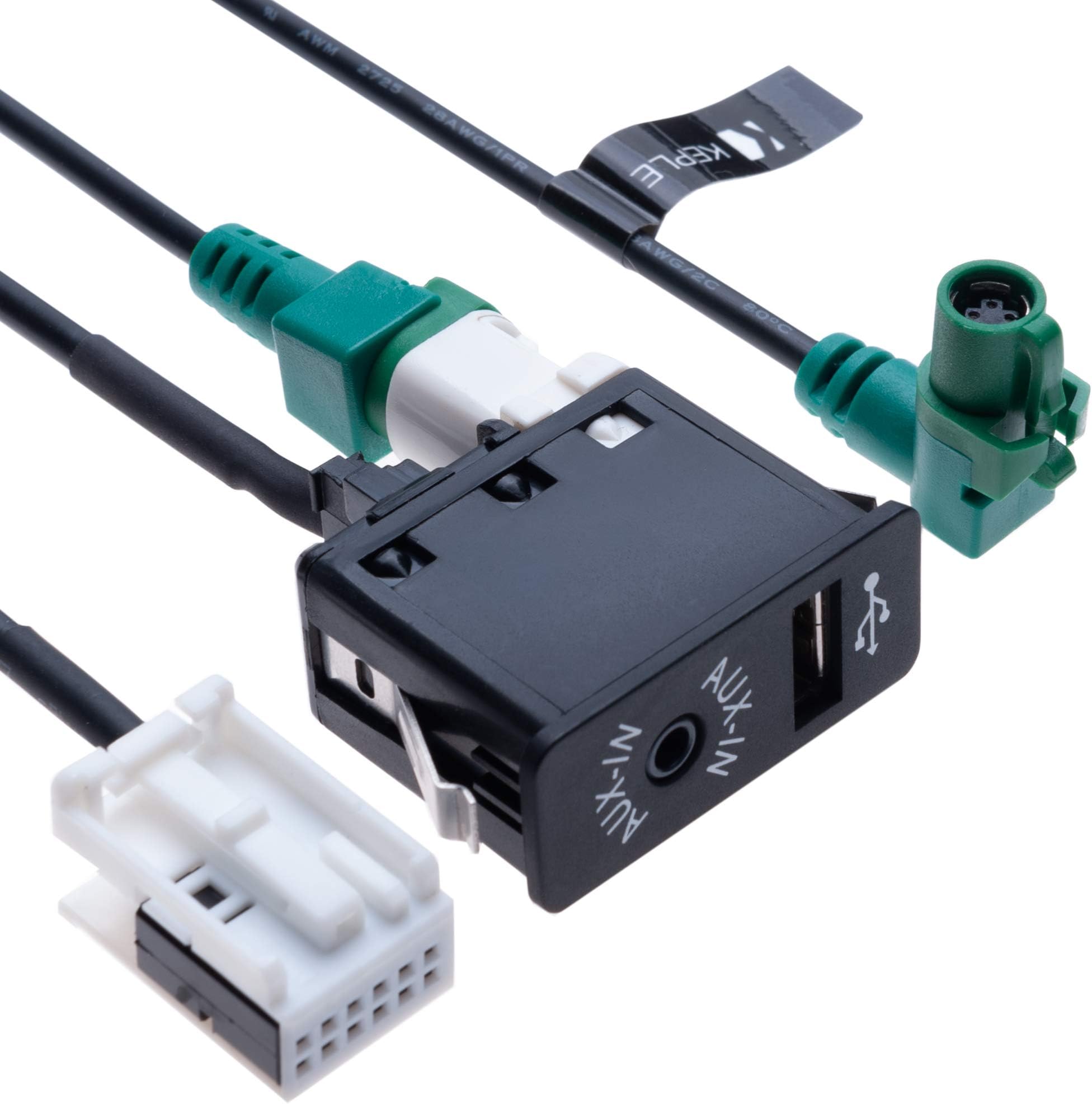USB AUX Car Switch + USB 4 pin Connecting Wire + AUX 12 pin Harness Cable | Compatible with BMW 1 3 5 6 E81 E82 E87 E88 E90 E91 E92 E93 E60 E61 F07 F10 F11 E63 E64 F06 F12 F13 Vehicle radio | 1.5 m
