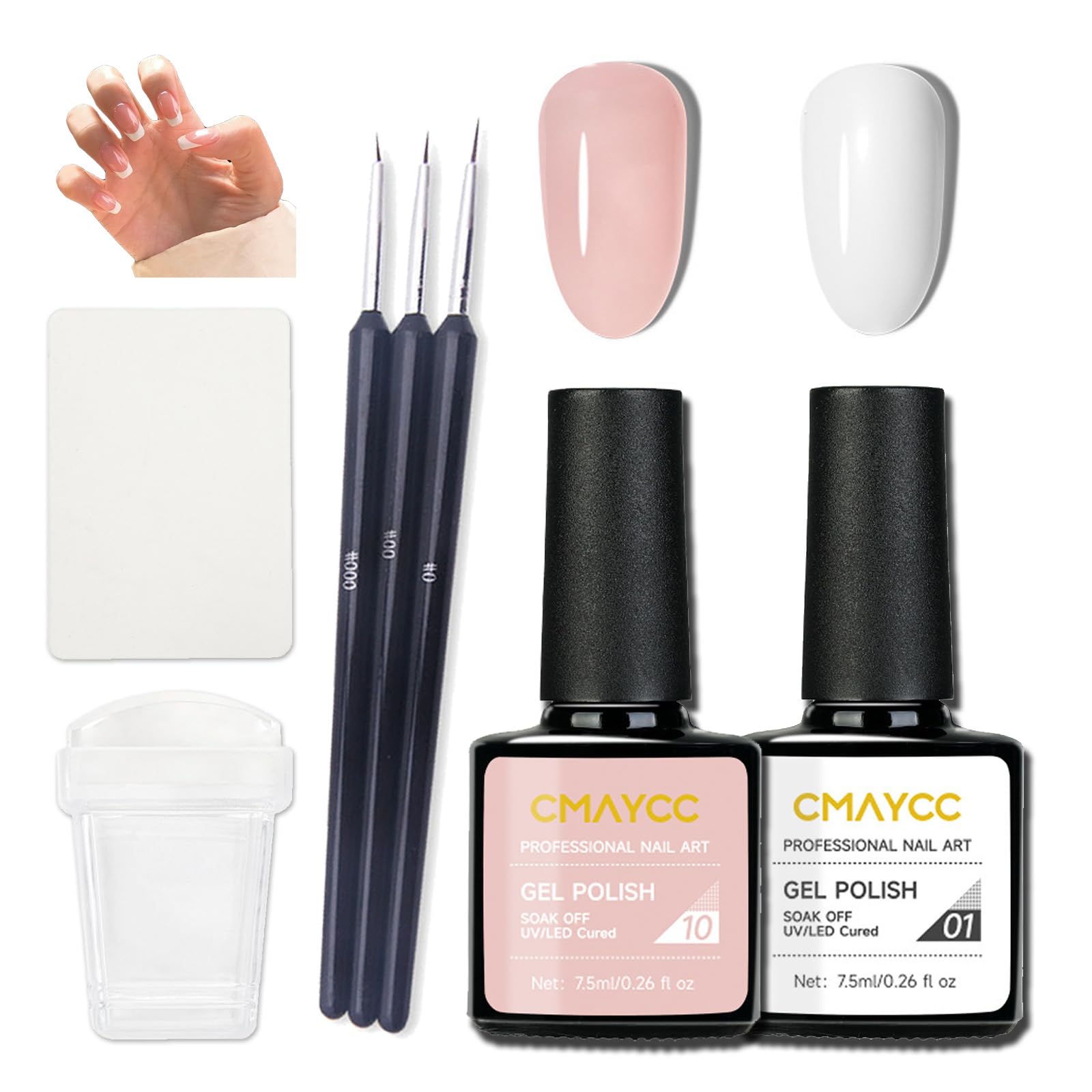 Nude Pink and White UV Gel Nail Polish Set,French Nail Polish,French Nail Stamp,Professional Nail Color Pencil,nail stamp,DIY Nail Art Tools