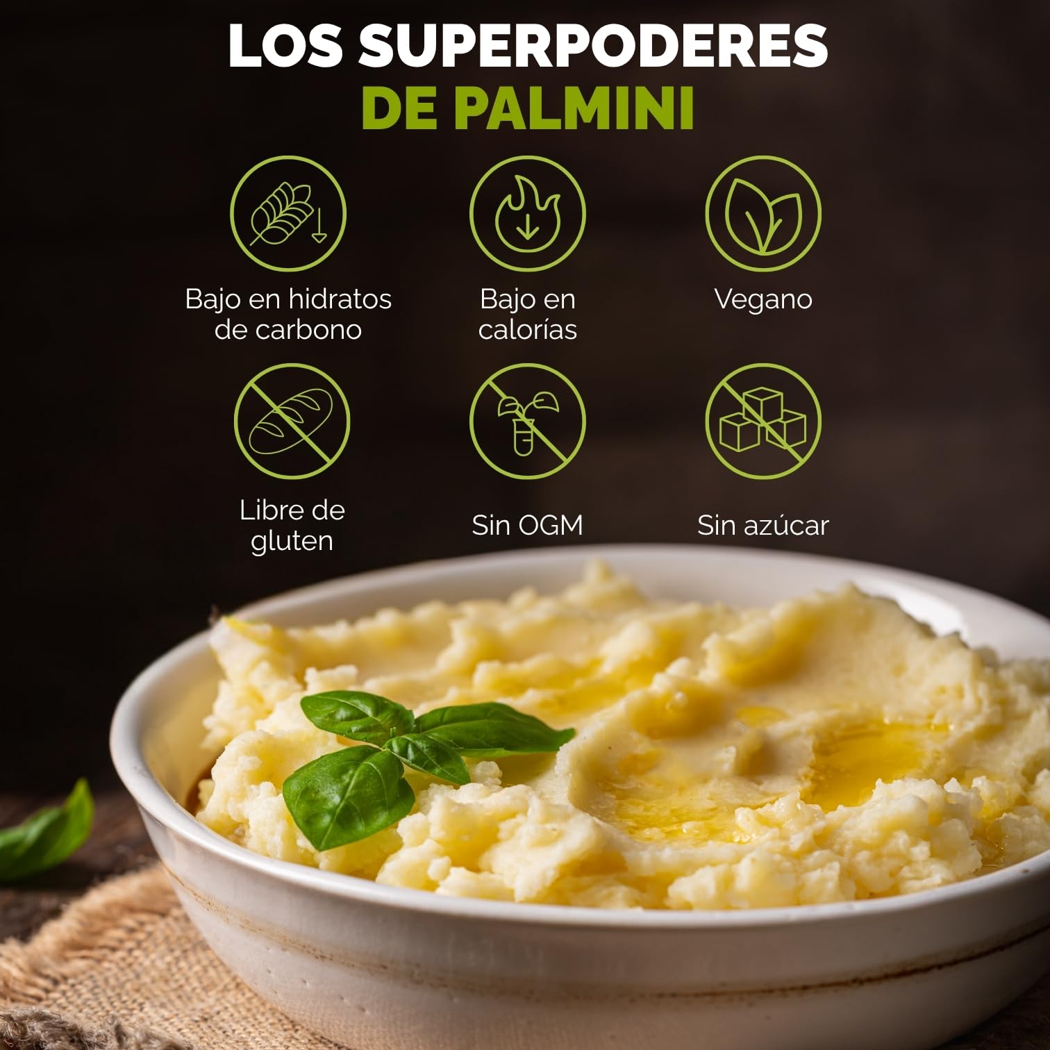 PALMINI Puré - Palmito – Bajo en calorías – Bajo en carbohidratos – Keto - Vegano – Libre de OGM – Libre de Gluten – Sin azúcar – 338g | (Pack de 6 unidades)