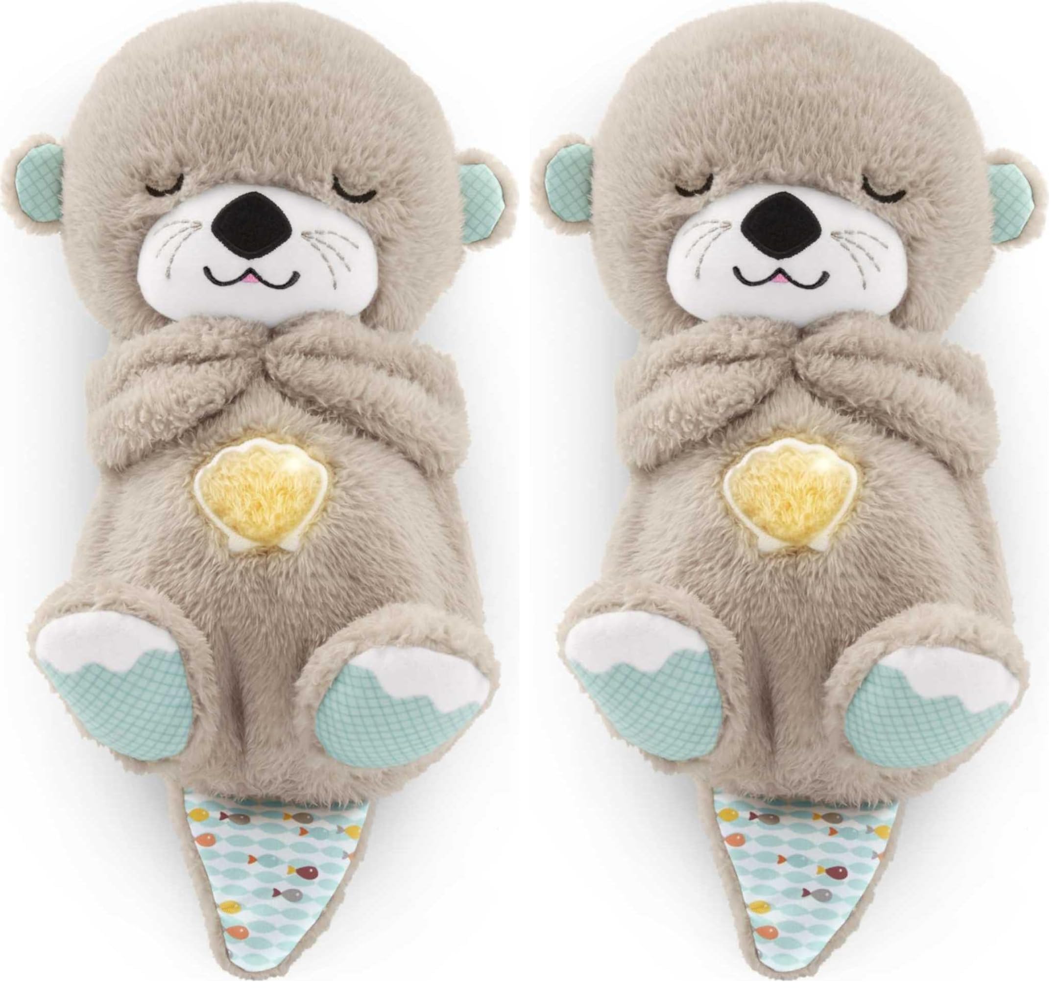 Fisher-Price Baby Toy Soothe 'n Snuggle Otter Portable Plush Sound Machine with Music Lights & Breathing Motion for Newborns 0+ Months (Pack of 2) Pack of 2 Otter