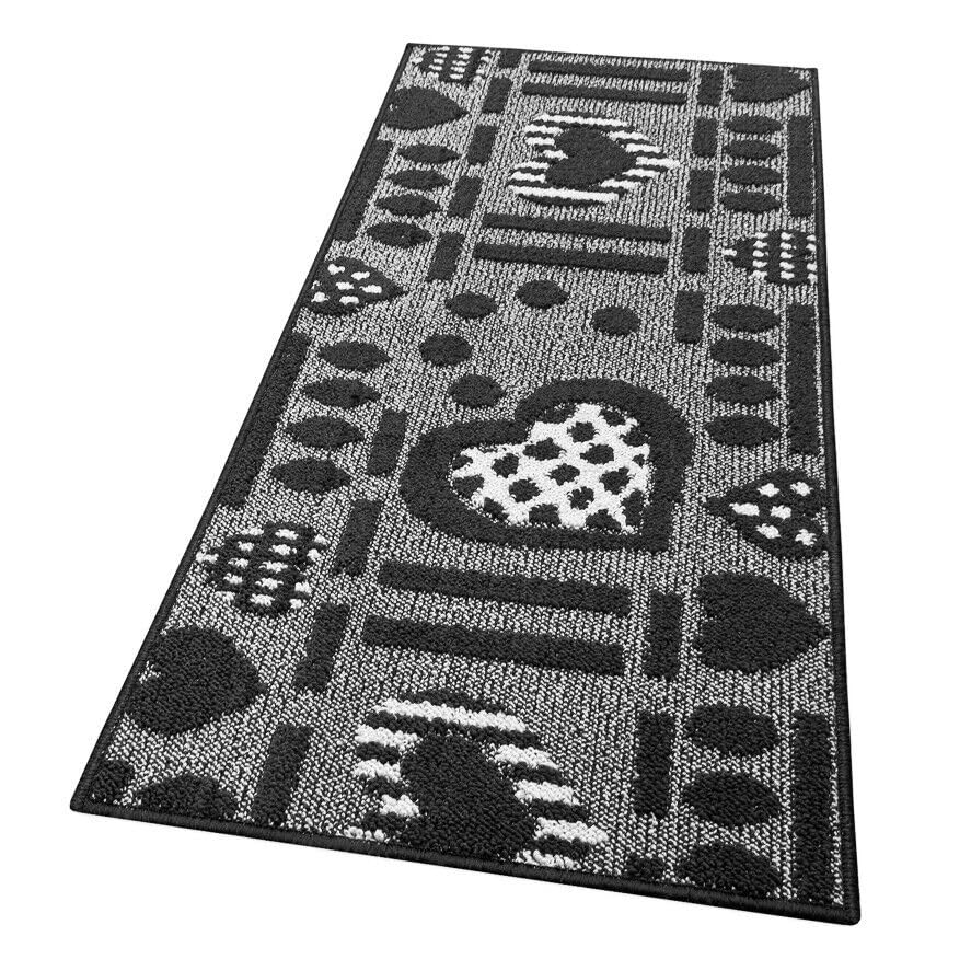 emmevi Tappeto Cucina Antiscivolo Cuori 3D Lavabile Moderno Varie Misure MOD.Clelia Dis.A 57X270 Grigio