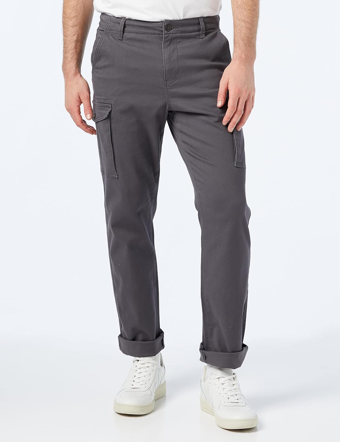MERAKI Men's Cotton Slim Fit Cargo Trousers