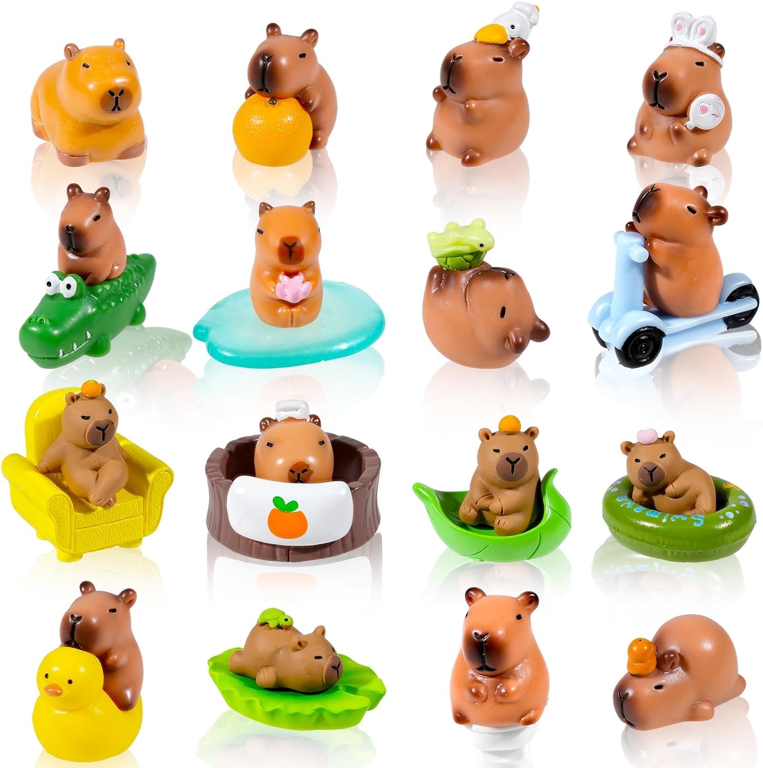 GW Box 25 Pcs Mini Capybara Figurines Mini Resin Capybara Cute Resin Animals for Fairy Garden Home Decor Moss Landscape Capybara Birthday Decorations