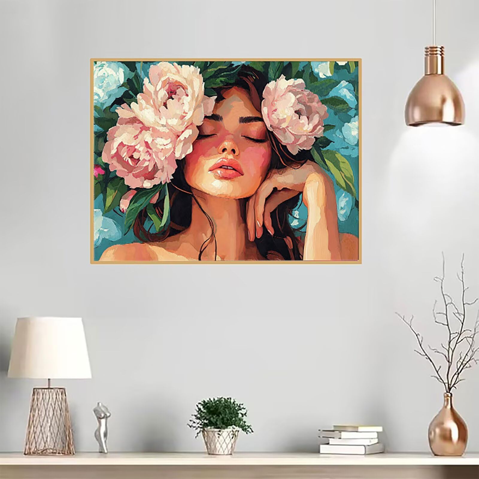 Diamentowe malarstwo, kwiaty, kobiety, dla dorosłych, 5D, okrągłe, pełne wiertło, malarstwo, zestaw do majsterkowania, dla dorosłych, do Aesthetic Room Decor, prezent dla kobiet, 100 x 135 cm, model