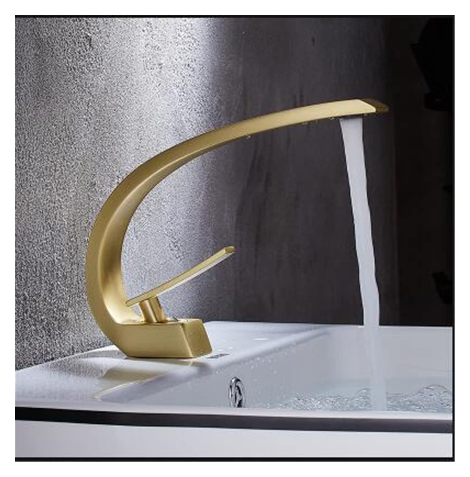 Mooilko Brushed Gold Basin Faucet Gold Bathroom Mixer Tap Rose Gold Wash Faucet Nickel Lavotory Faucet Brass Hot And Cold Waterfall Faucet Easy To Install(Brushed Gold)