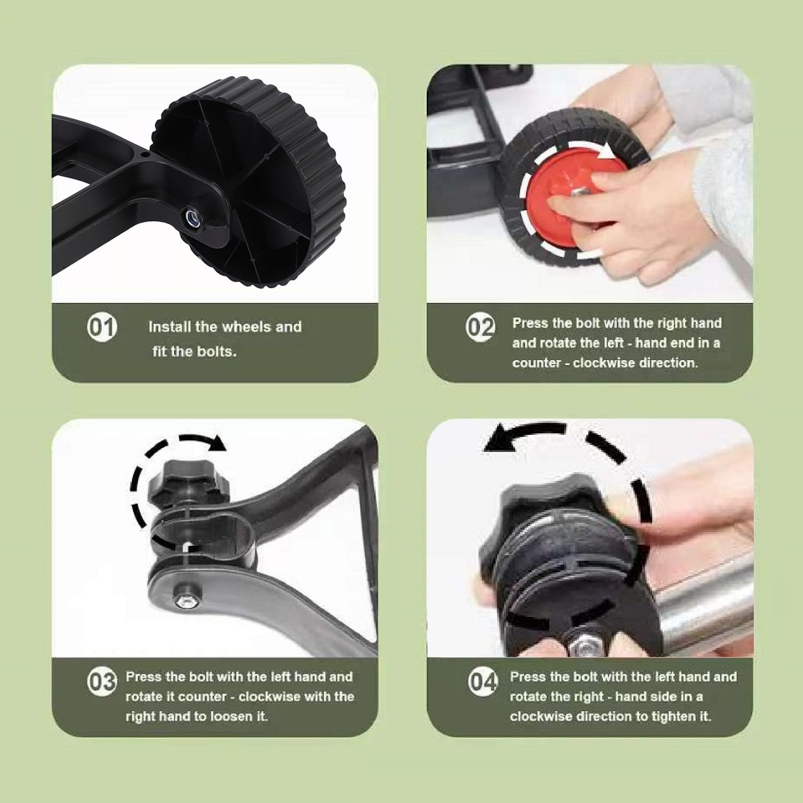 Roue de Support Réglable pour Tondeuse, Métal Plastique, Cadre Triangulaire