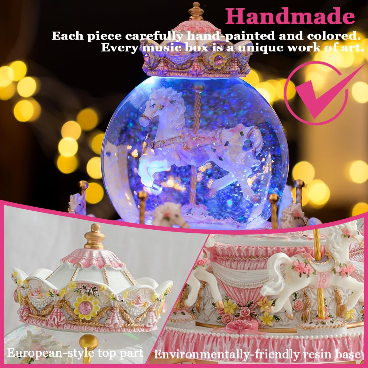 Boîte à musique carrousel adulte cadeaux personnalisés pour femmes meilleure amie anniversaire Noël cadeau d'anniversaire pour femme décoration cool cadeau amusant pour femme elle bon ami fête des