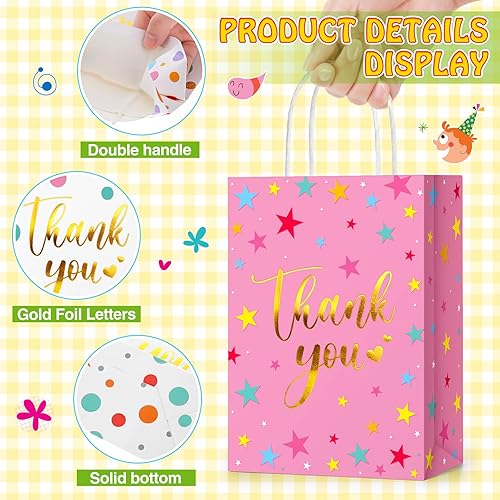 Miniatura 4 de Tinlade 30 bolsas de regalo de agradecimiento con papel de seda dorado con asa para graduación, negocios, compras, boda, baby shower, regalos de