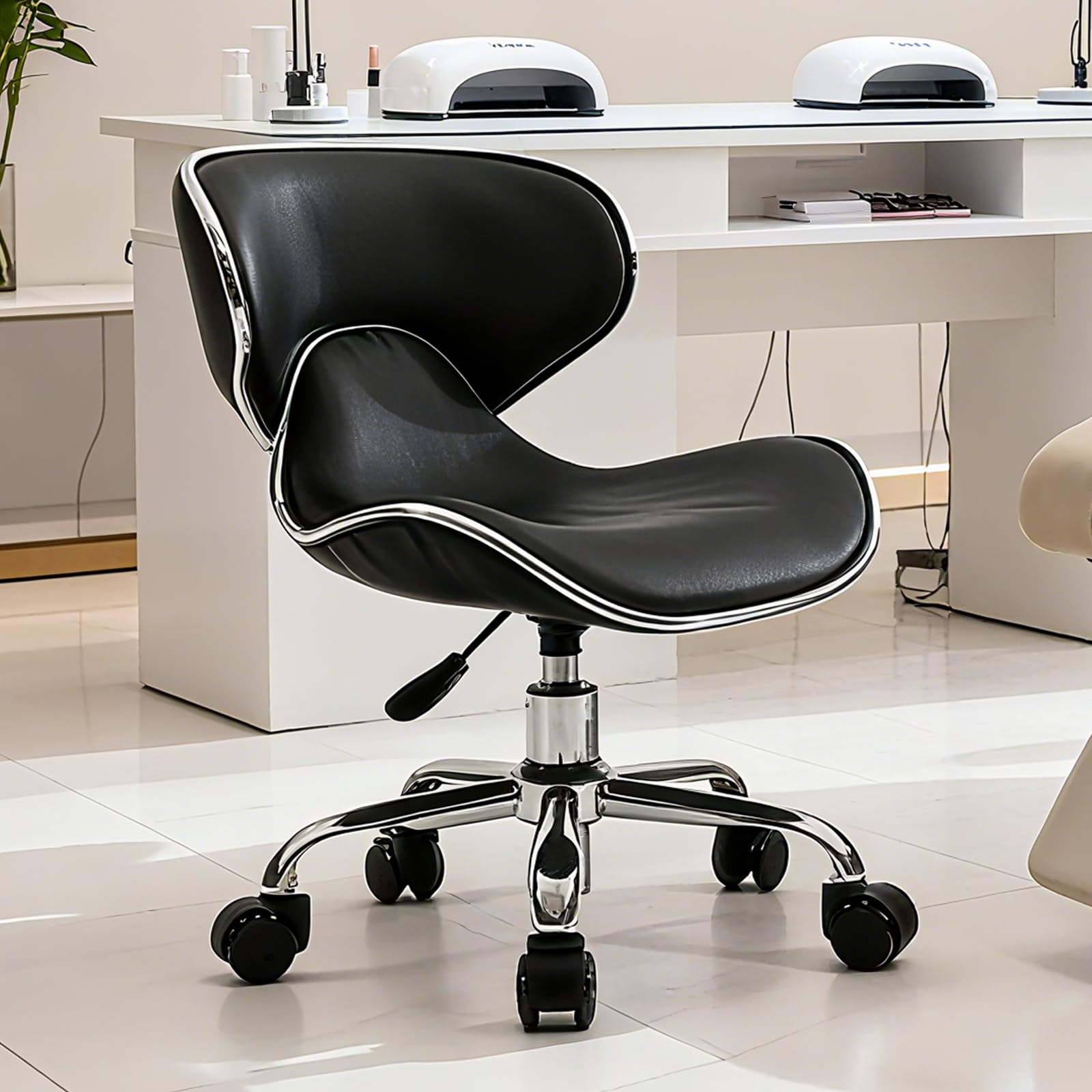 Adjustable Pedicure Stool with Memory Foam Seat and 360° Swivel