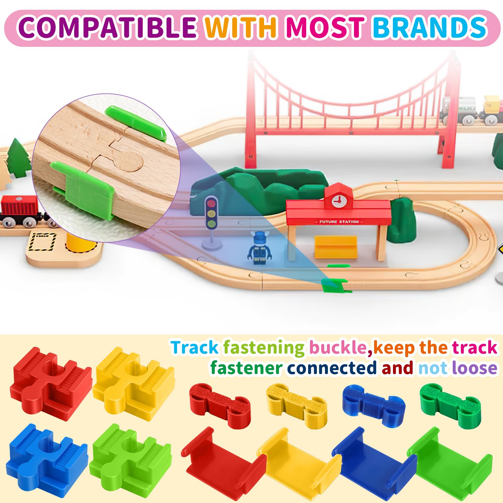 28 Pezzi Connettori Adattatori Compatibili Con Brio Duplo, Attraversamento Per Treno, Connettori Per Binari, Connettori per binari Builder Set
