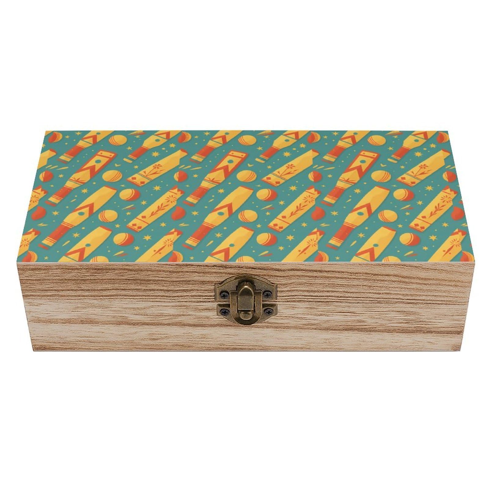 Cricket Bat And Ball Sport Wooden Storage Vintage Keepsake Decorative Boxs