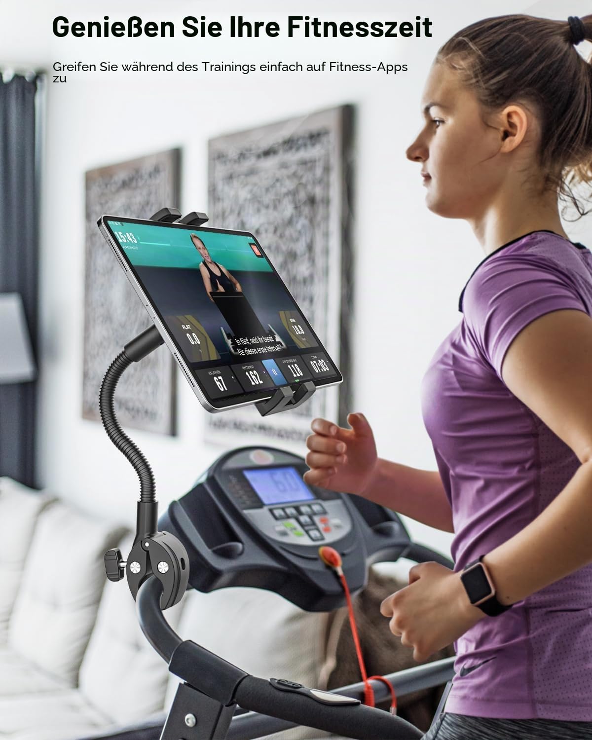 GDZN Tablet Halterung für Laufband, Heimtrainer Fahrrad, Spinning Bike, Rollstuhl, Kinderwagen, Kompatibel iPad Pro 12.9, Galaxy Tab, Kindle, Fire, Handys, 4.7-15.6" Tablets