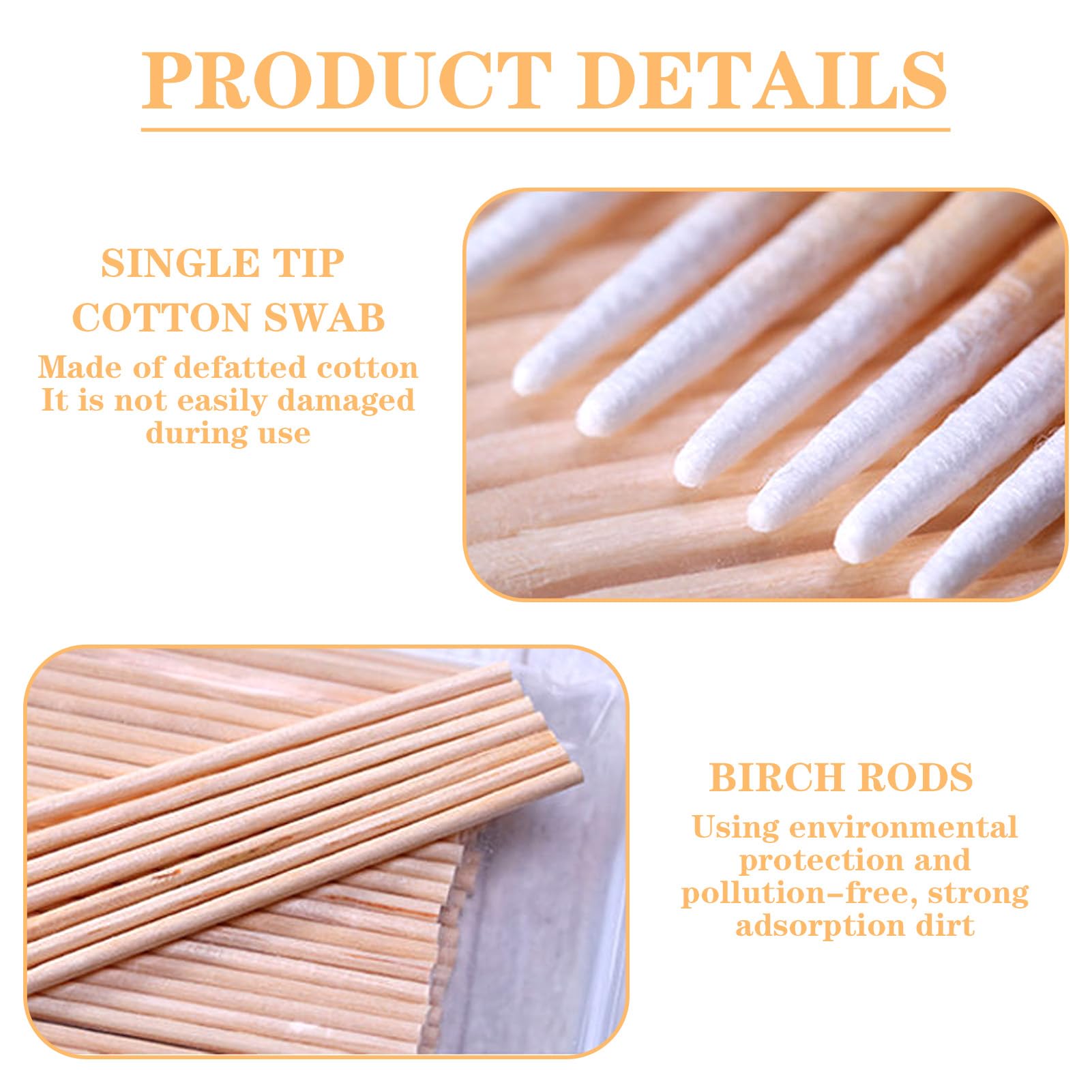600 Cotton Fioc In Legno Con Punta Appuntita - Bastoncini Per Microblading, Sopracciglia, Trucco Di Precisione E Pulizia - 2
