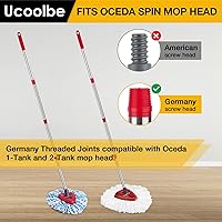 Vista 3 de Mango de repuesto para trapeador giratorio O-Cedar, barra de trapeador de 4 secciones de 30 a 58 pulgadas compatible con el sistema de trapeador