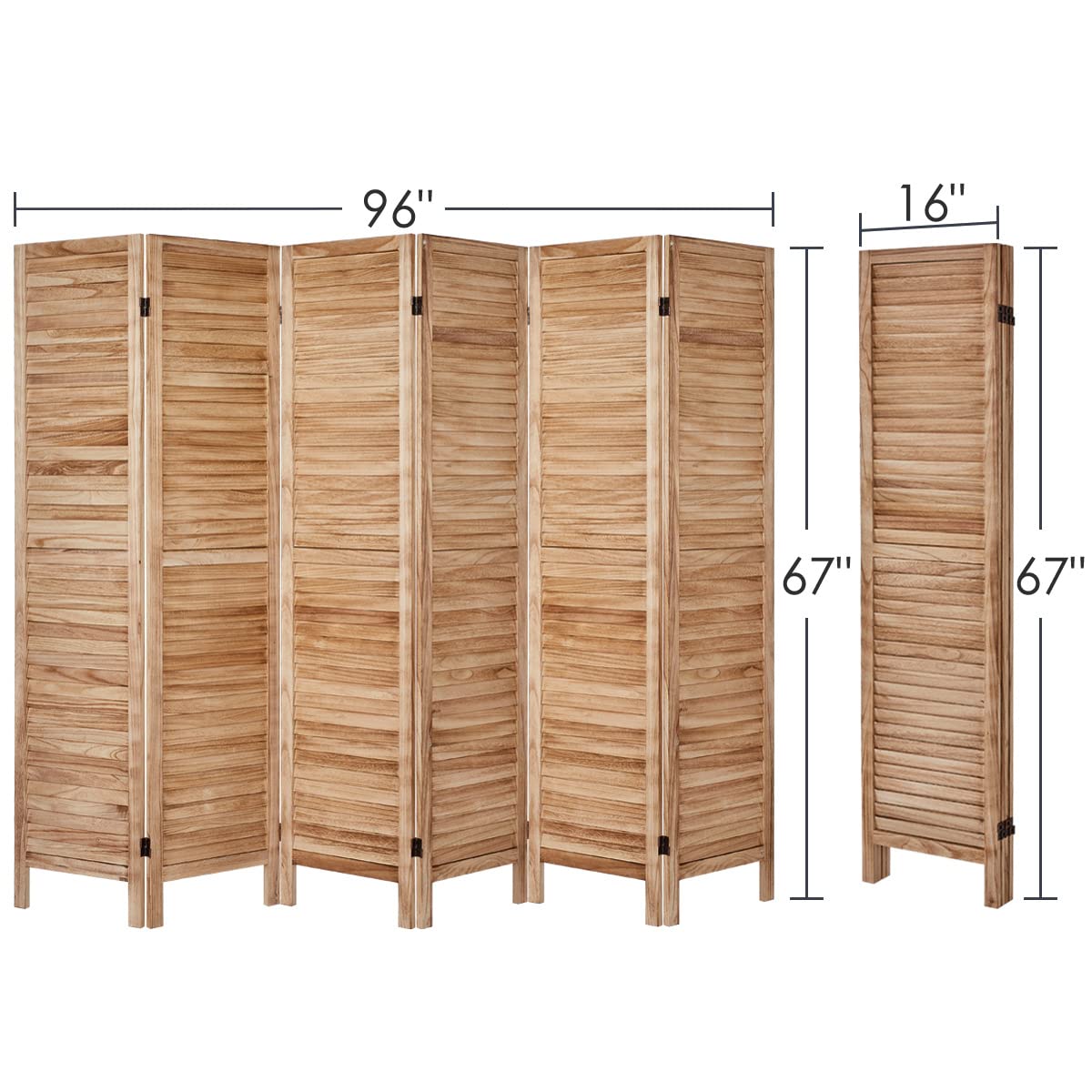 Rose Home Fashion RHF 6 Panel 5.6 Ft Tall Wood Room Divider, Wood