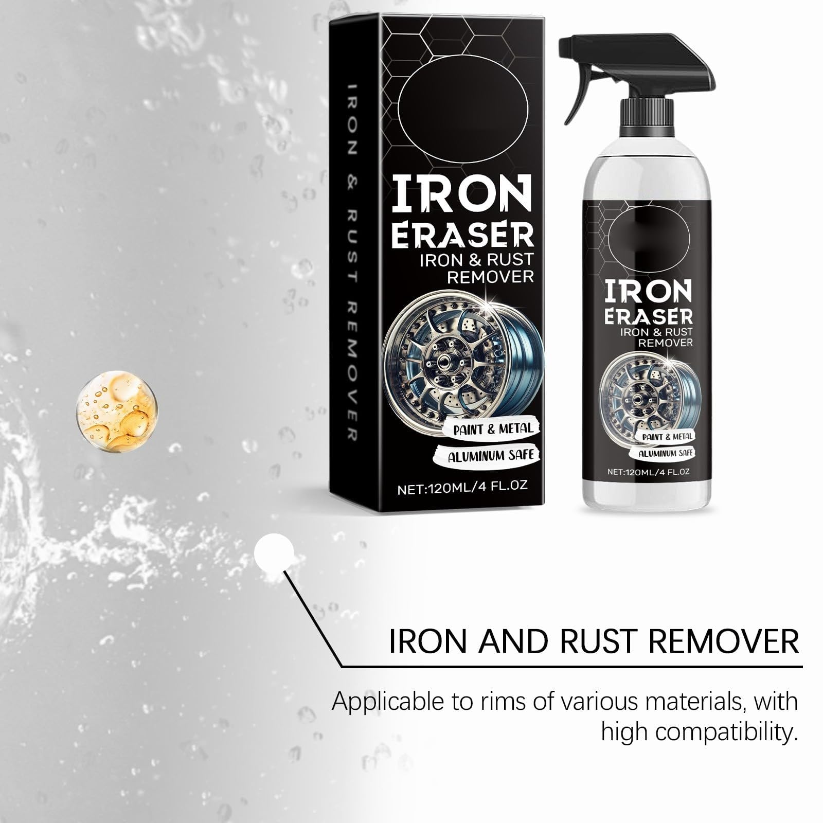 Generico Spray antiruggine Iron Eraser, 2026 Nuovo Spray antiruggine in Polvere di Ferro per Ruote e Vernici Auto. Antiruggine ad Azione Rapida e pulitore per Polvere dei Freni per Ruote (2pcs)