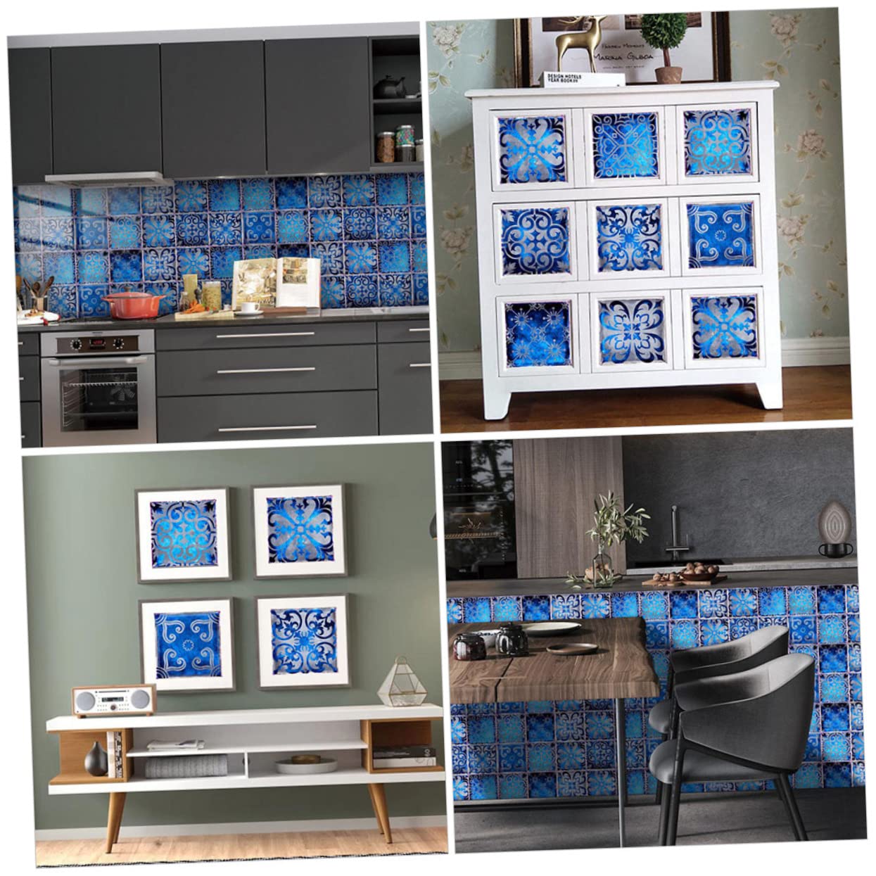 Homoyoyo 10piezas Película De Azulejos Retro Estilo Tradicional Adhesivos Decorativos Para Azulejos De Pared Para Baño Autoadhesivos De Vinilo