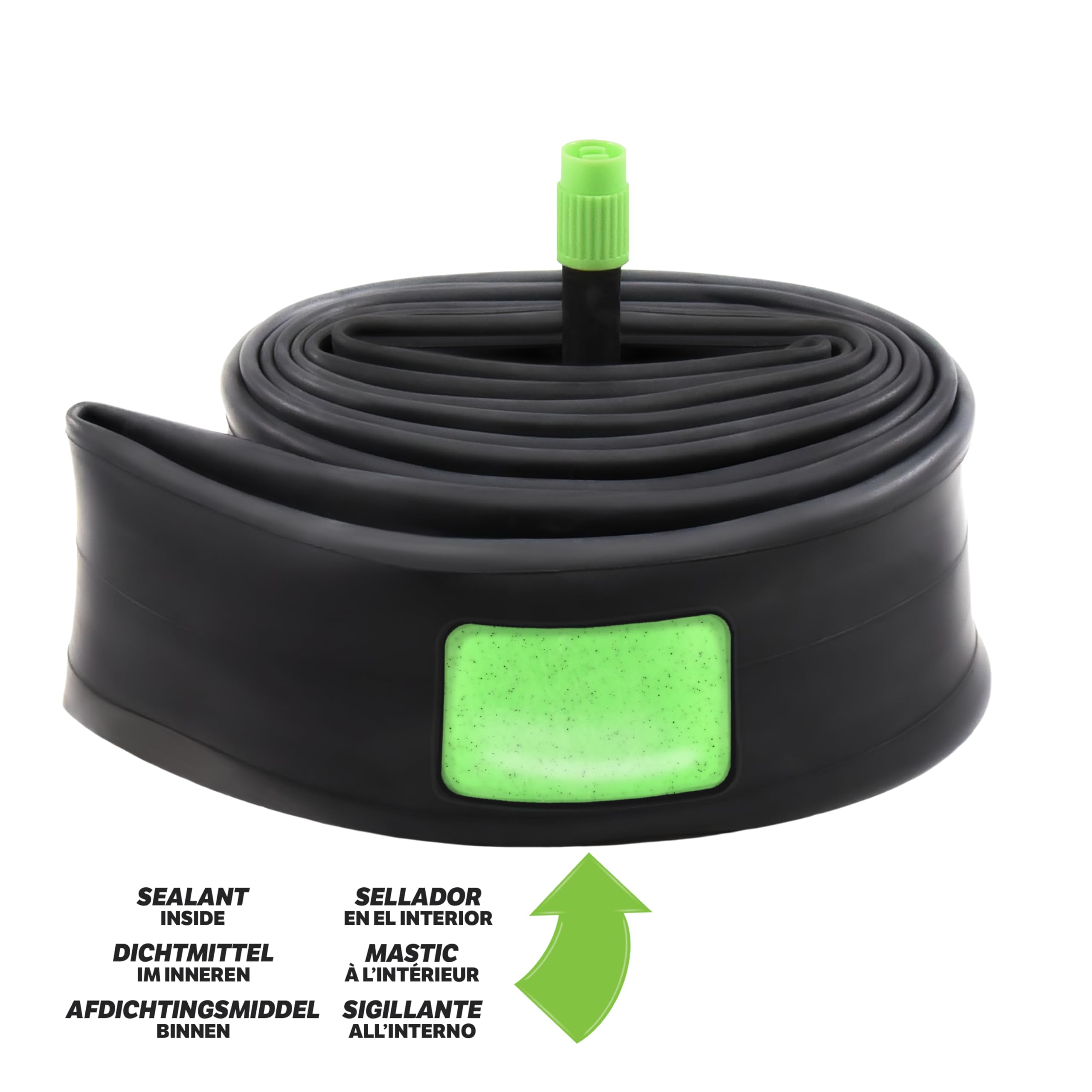 Slime 30077 Bike Inner Tube with Slime Puncture Sealant, Self Sealing, Prevent and Repair, Schrader Valve, 50/60-584mm (27.5 (650b) x 2.0-2.4), Green