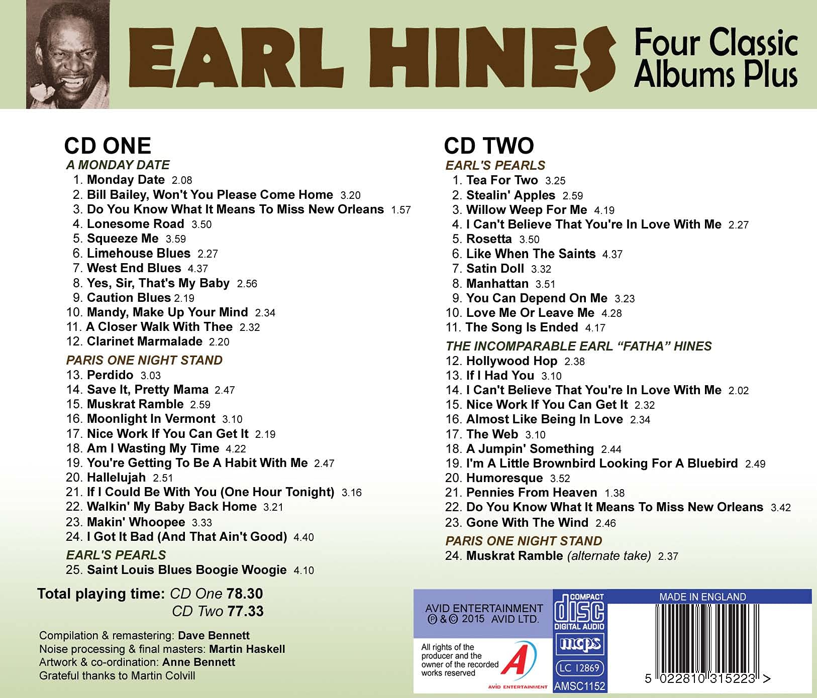 Earl "Fatha" Hines Four Classic Albums Plus A Monday Date Paris One Night Stand Earl s Pearls The Incomparable