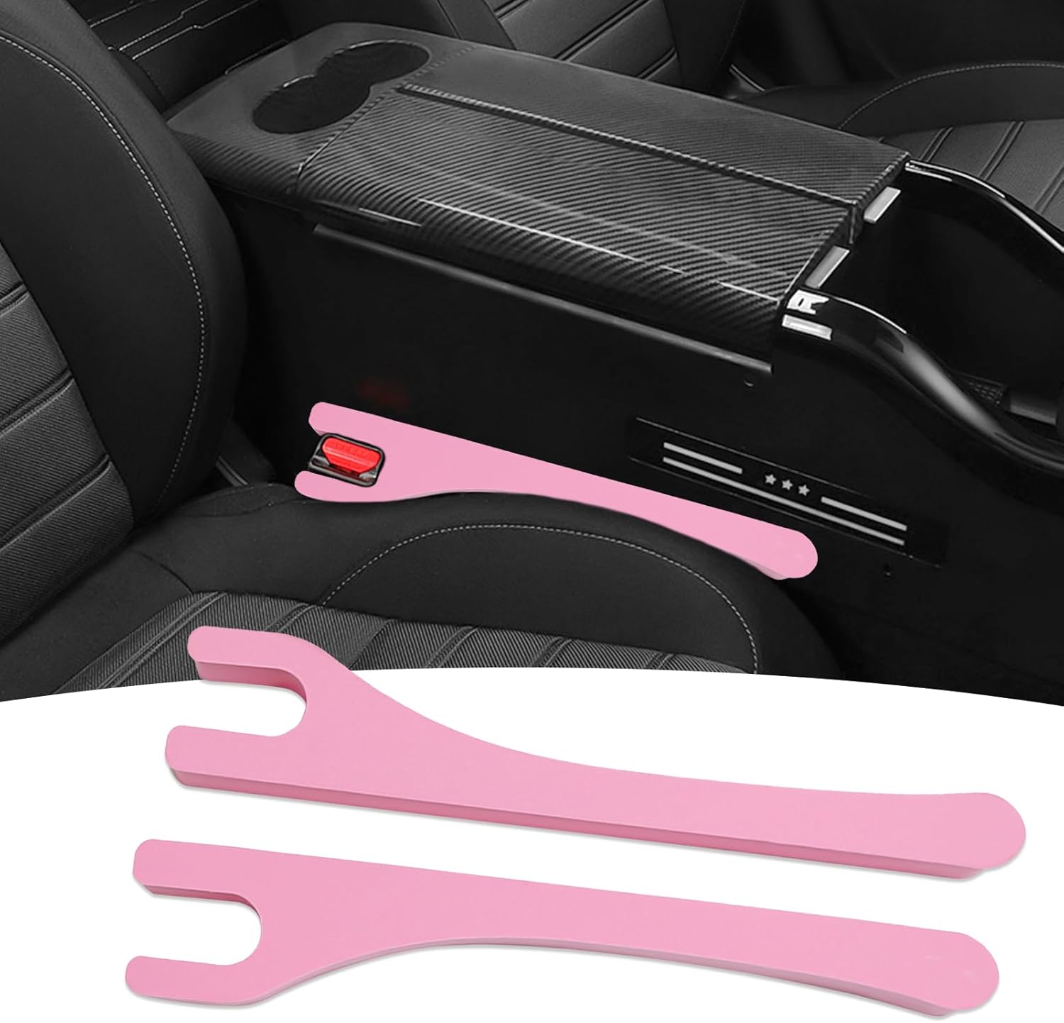 zmoso 2PCS Car Seat Gap Filler, Pink Soft Crevice Blocker to Fill The Gap Between