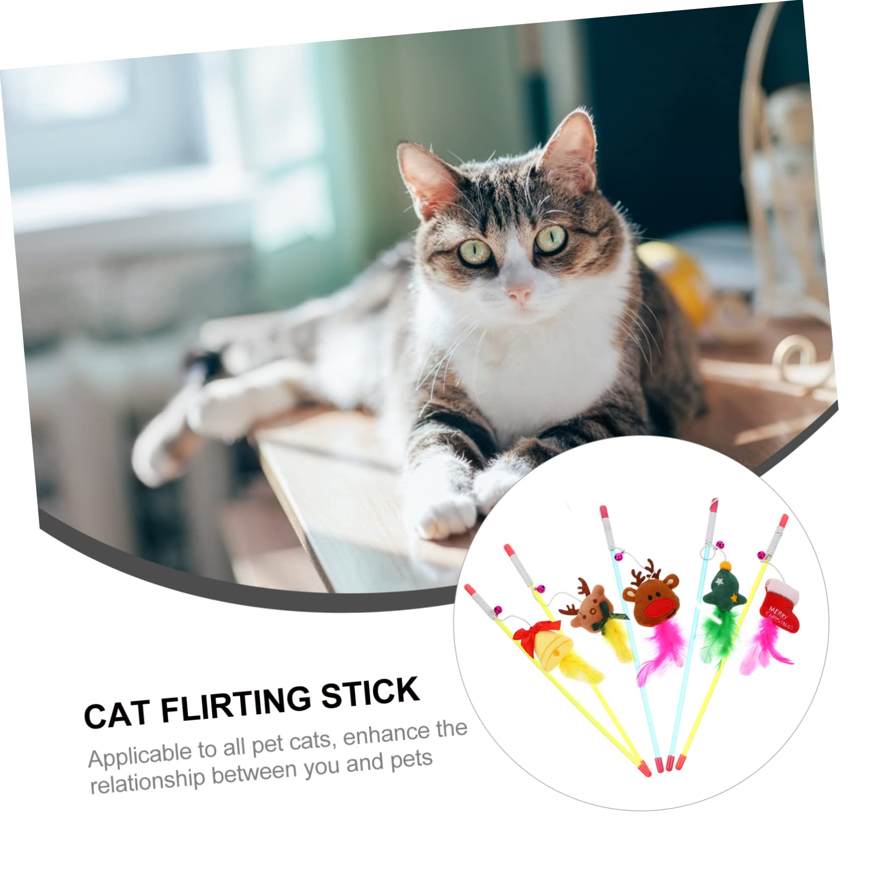 Toddmomy 15pièces Jouets Interactifs pour Chats Bâtons à Plumer avec Clochettes De Noël Stimulez Instinct De Chasse De Votre Chat