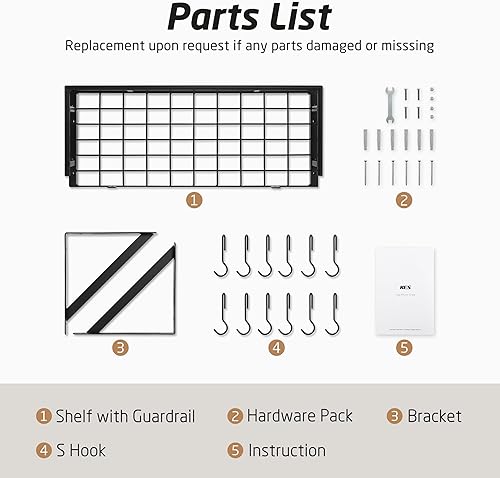 Miniatura 9 de KES Estante para ollas de cocina de 24 pulgadas montado en la pared, organizador de almacenamiento con ganchos, estante de pared en mate negro,