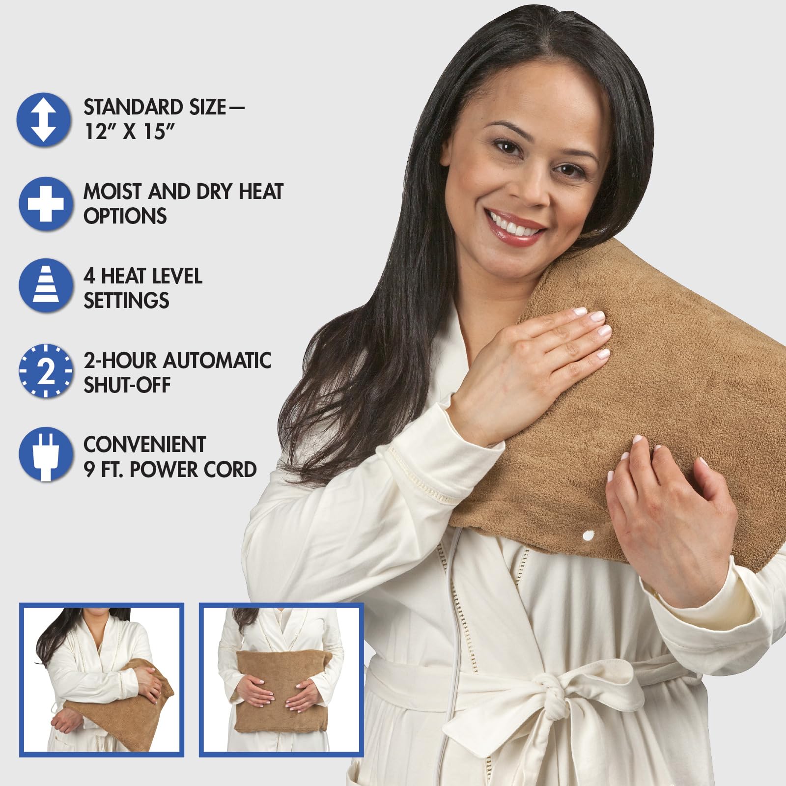 HealthWise Set per alleviare il dolore mestruale | Venti cerotti al 10% al mentolo + eucalipto | generosa toppa XL | cuscinetto riscaldante da 30,5 x 38,1 cm con calore umido e secco | Cura naturale e