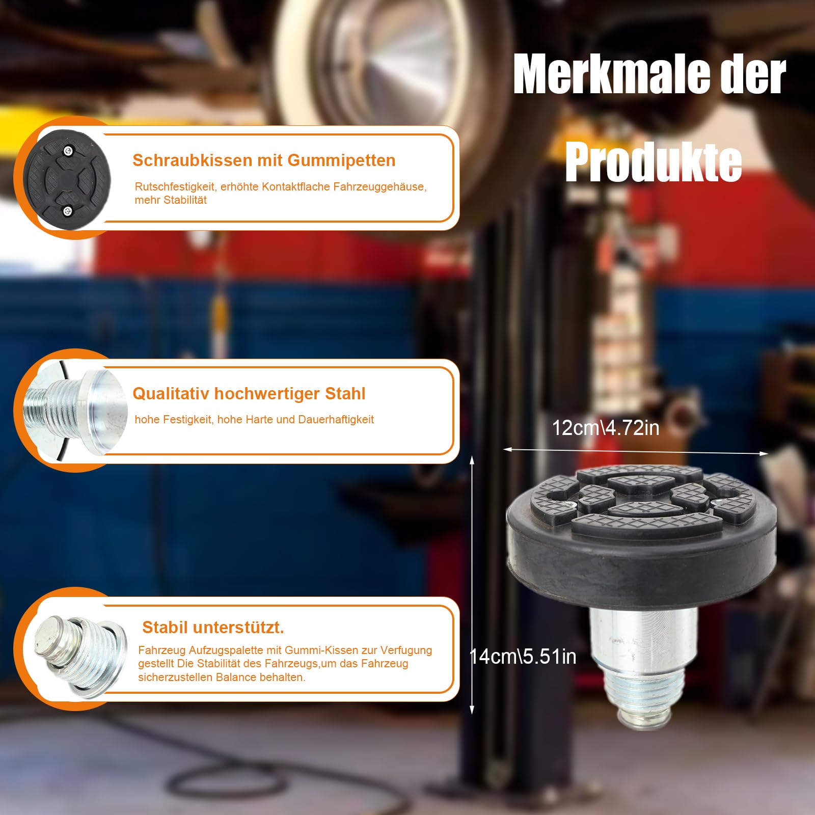4 Stück Drehteller Tragarmteller Gummiteller Hebebühne Aufnahmeteller Gummiauflage Nussbaum für 2 Säulen Hebebühnen ausdrehbar Aufnahme 50mm universal