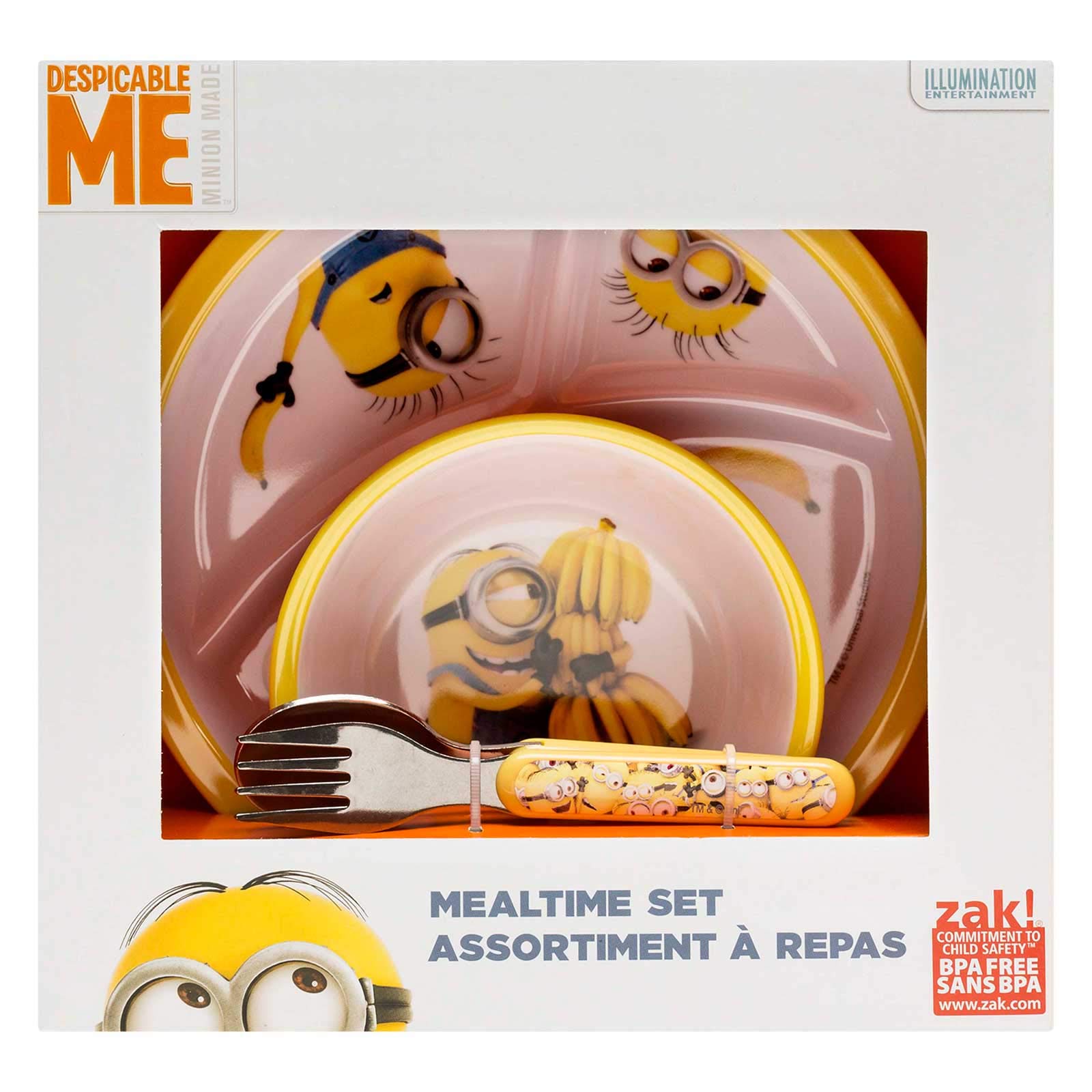 Zak Designs Minions Dinnerware Set Includes Melamine 3Section Divided