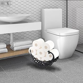 BTSKY Metal Toilet Paper Roll Holder - Matte Black Animal Style Toilet Paper Holder, Freestanding and Wall Mounted Toilet Paper Storage Container for