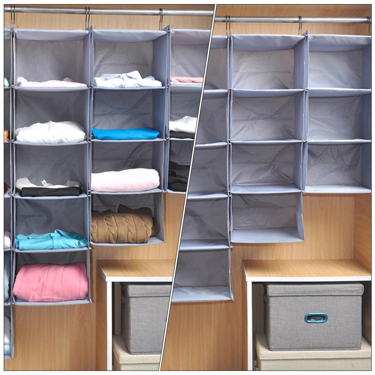 PACKOVE Organisateur de Vêtements pour Armoire à Linge Suspendu 4 Couches en Polyester Grosse Capacité Facile à Installer Ranger pour Placard