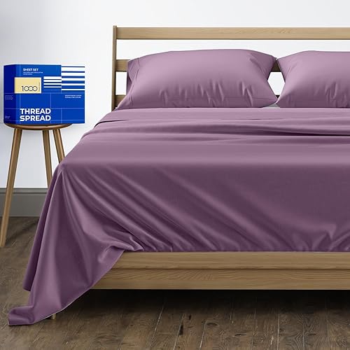 Vista 65 de THREAD SPREAD Juego de sábanas 100% algodón egipcio, tamaño King, 1000 hilos, tamaño King, algodón egipcio, 6 piezas (plateado), bolsillo profundo