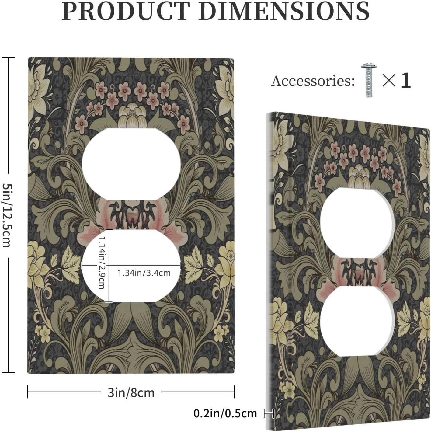 Vintage William Morris Floral Botanical Dark Green Single Duplex Wall Plate Covers Boho Light Switch Cover 1 Gang Outlet Plate Decorative Switchplate Covers Electrical Faceplate for Bedroom image 5