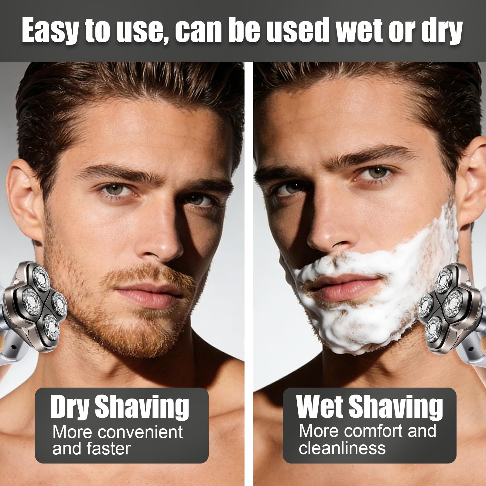 Pro 4 Ersatzklingen kompatibel mit Pitbull Skull Shaver,Butterfly Kiss PRO & Palm Shavers,Ersatzkopf für Glatzen Rasierer Herren,Wasserdicht Flexibler für Rasierkopf Nass-Trockengebrauch(2 Stück)