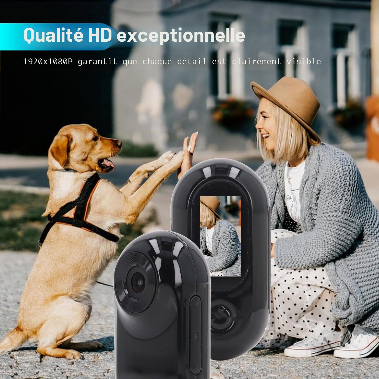 Collier de Caméra pour Chat, Pas de WiFi Nécessaire, Caméra d'action Sportive 30 IPS avec Enregistrements Vidéo, Mini Caméra Corporelle pour Chats, Chiens, Animaux de Compagnie