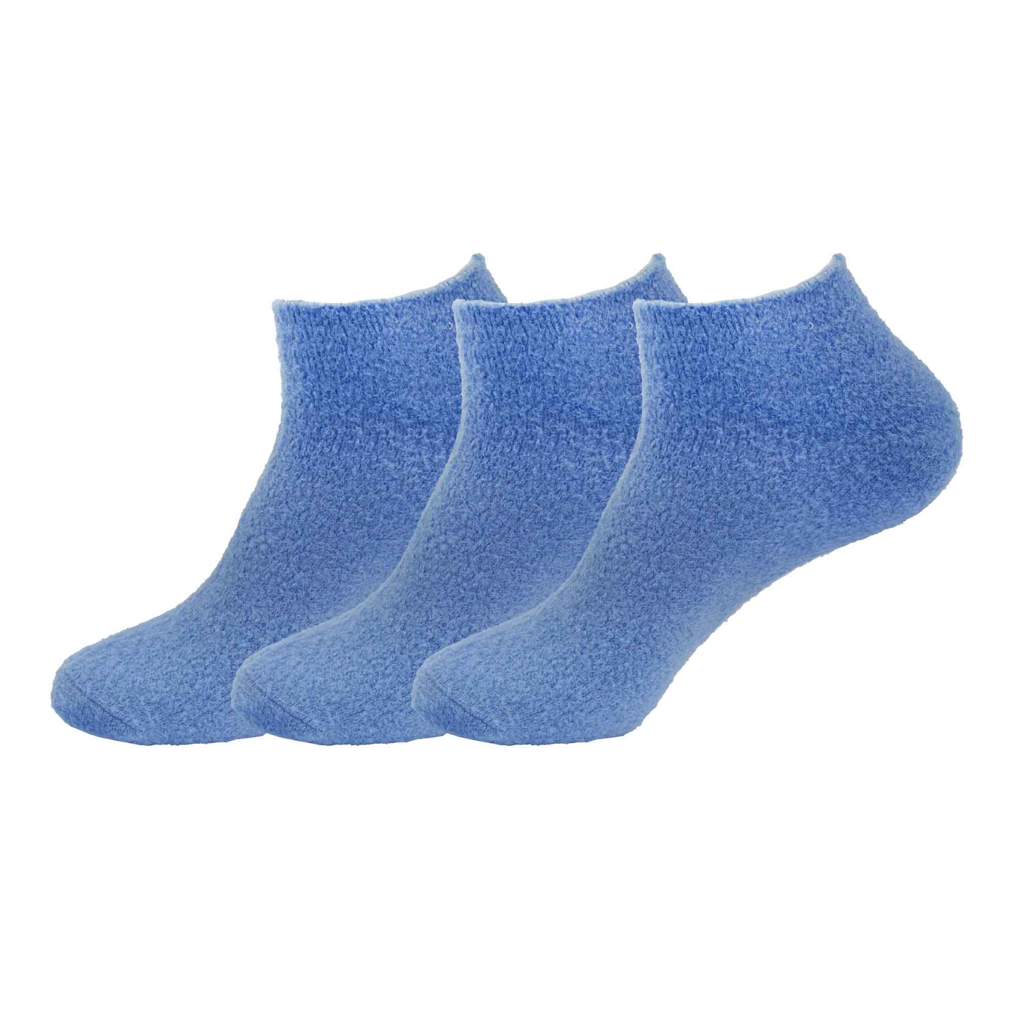 BambooMN Women's Super Soft Aloe Infused Fuzzy Nylon Spa Socks - Size 4-8 - Solid Navy - 3 Pairs