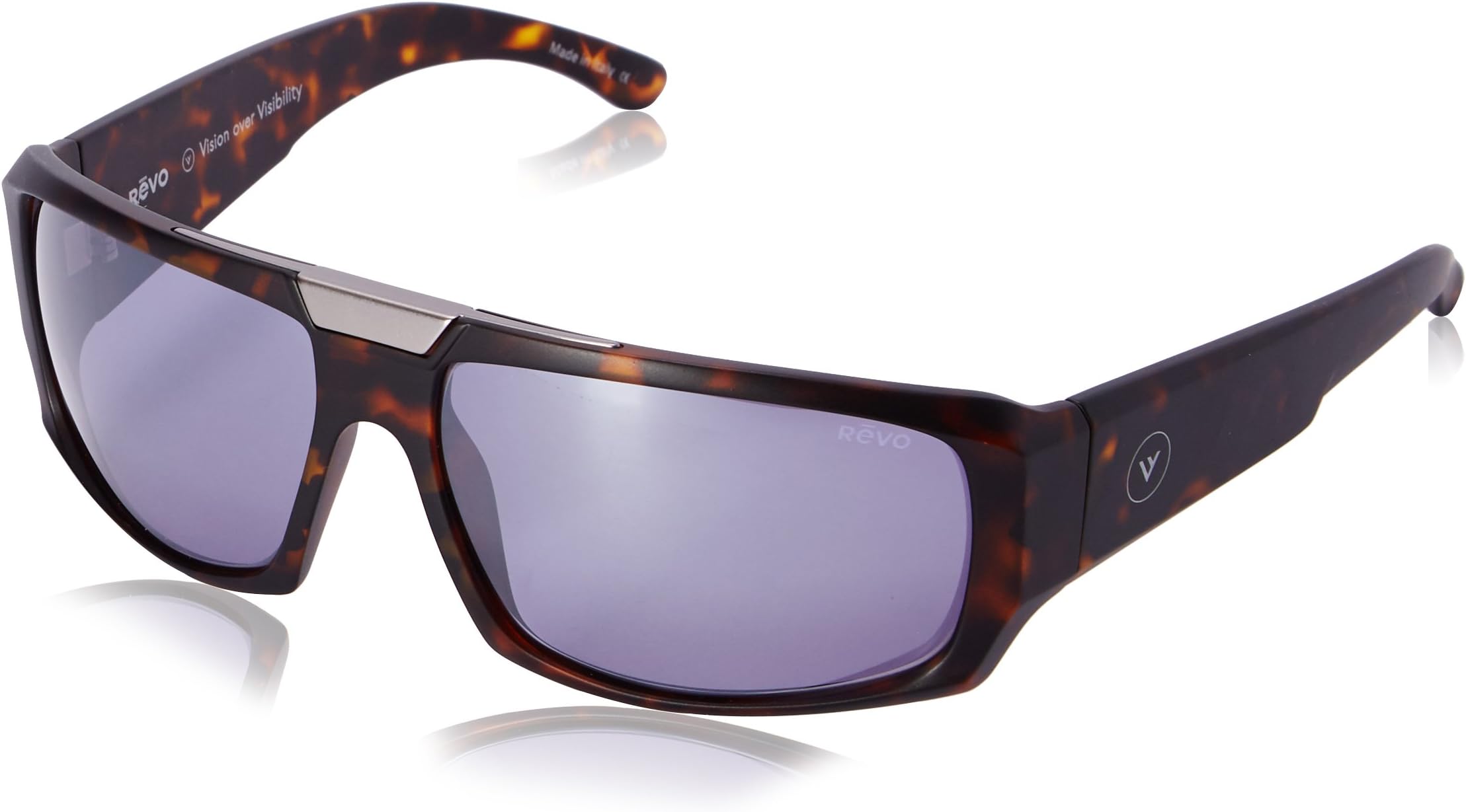 Revo Men's Unisex Bono Collection Apollo Wraparound Polarized Sunglasses Wrap, Matte Tortoise Frame