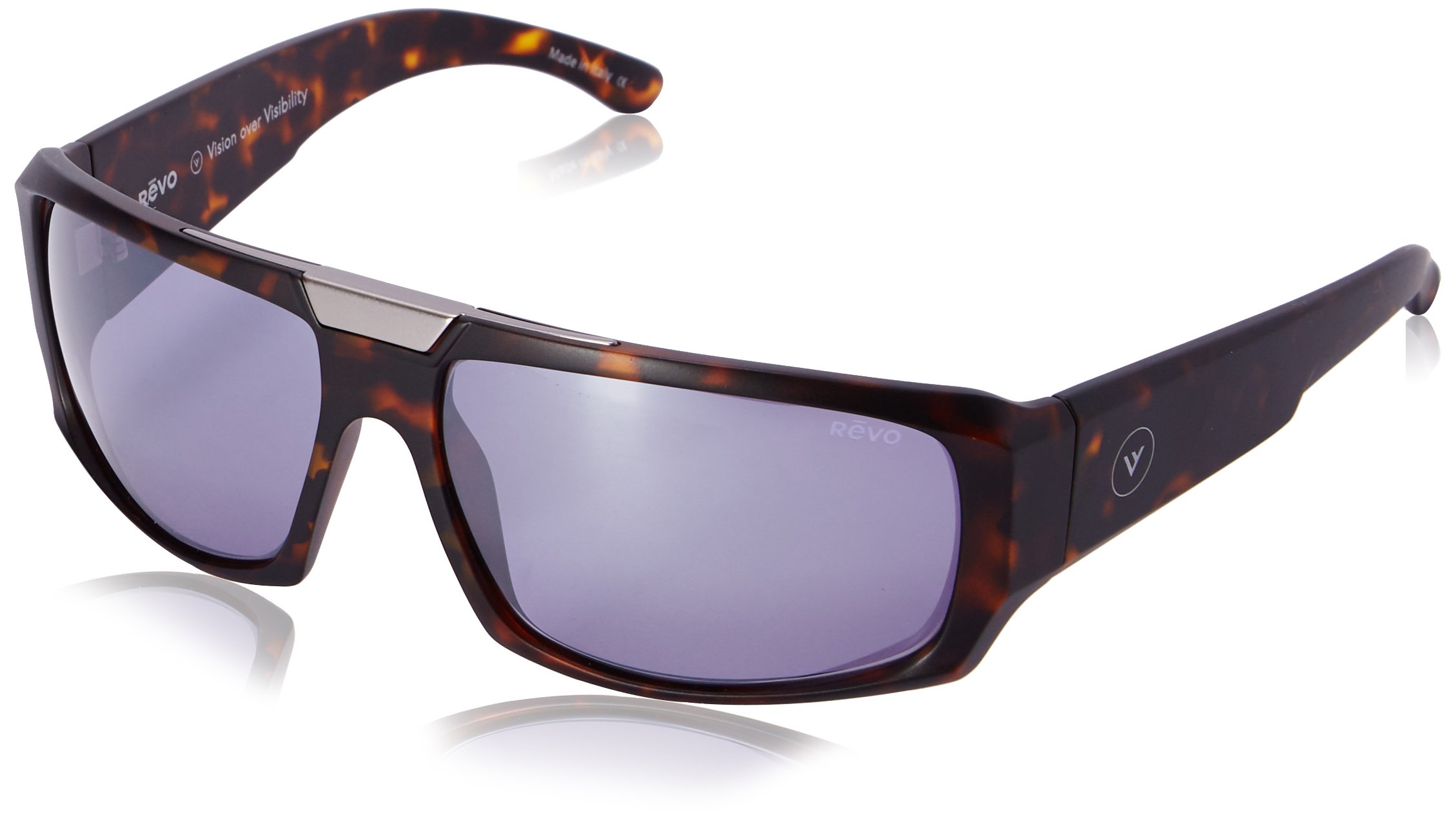 Revo Men's Unisex Bono Collection Apollo Wraparound Polarized Sunglasses Wrap, Matte Tortoise Frame